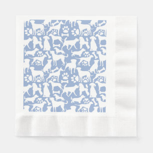 Dogs and paws pattern 02.b LBlue BG Napkin