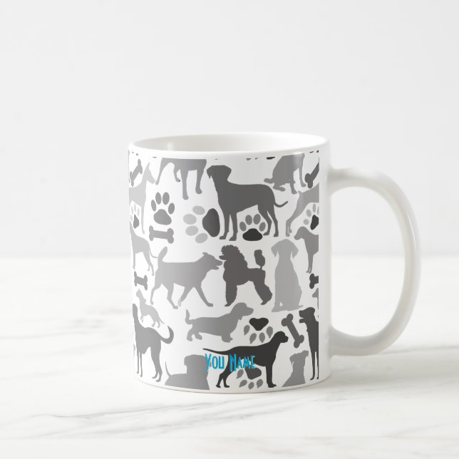 Dogs and paws pattern 03.b White BG Cust Coffee Mug (Right)
