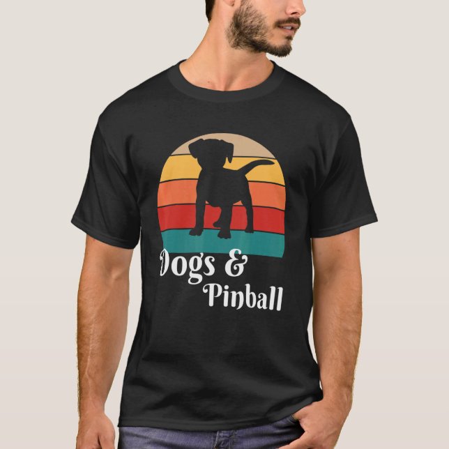 Dogs and Pinball Retro T-Shirt (Front)