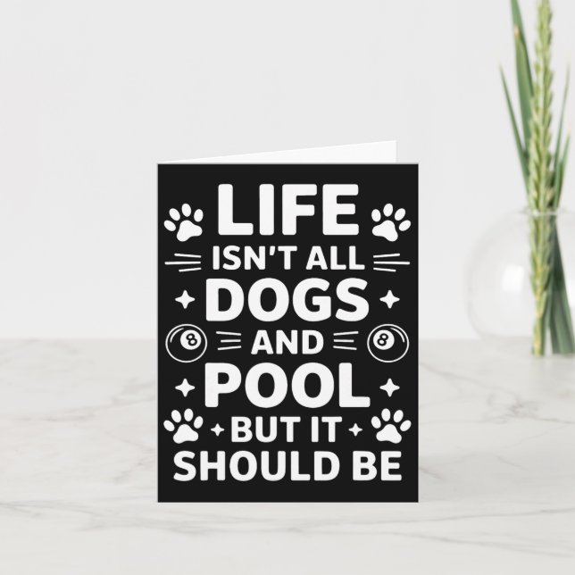 Dogs And Pool Billiards Funny Pool  Card (Front)