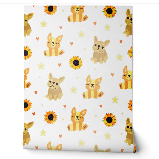 Dogs and sunflowers wallpaper