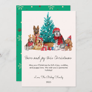 Dogs and Tree Pet Lover Christmas Flat Holiday 