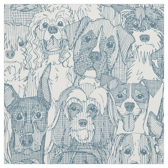 dogs aplenty bluestone fabric (Swatch)