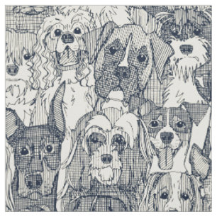 dogs aplenty indigo pearl fabric