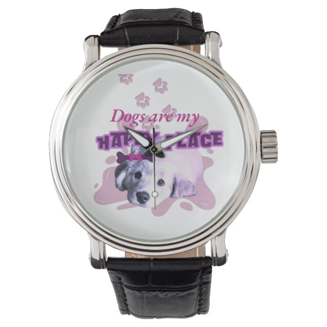 Dogs are a my happy place eWatch Watch (Front)
