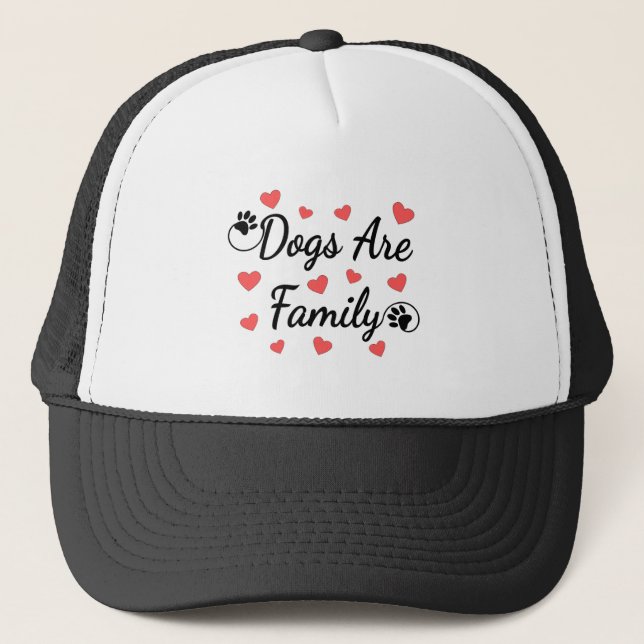 Dogs Are Family Typography For Dog Lovers Trucker Hat (Front)