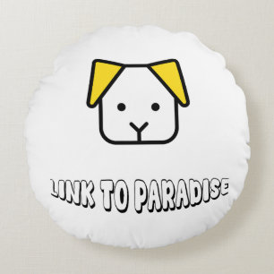 Dogs are link to Paradise cute dog face with text Round Cushion