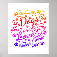 Dogs Are Love Paws And Hearts Typography