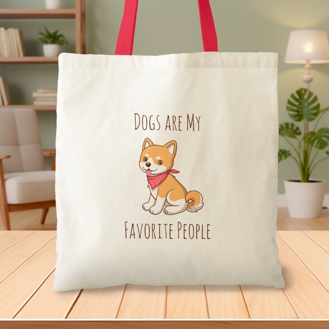 Dogs are my Favorite People Puppy Dog Shiba Inu Tote Bag (Creator Uploaded)
