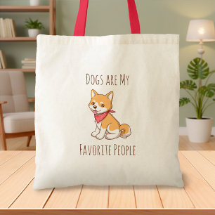 Dogs are my Favourite People Puppy Dog Shiba Inu Tote Bag