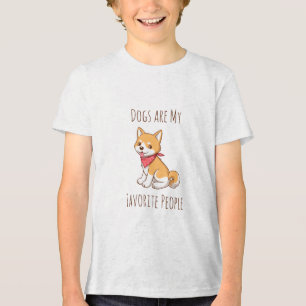 Dogs are my Favourite People Puppy Dog Shiba Inu Tri-Blend Shirt