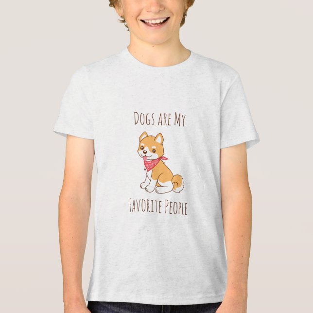 Dogs are my Favourite People Puppy Dog Shiba Inu Tri-Blend Shirt (Front)