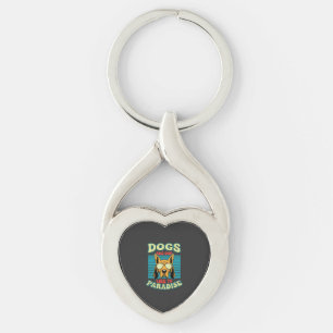 Dogs Are Our Link to Paradise Retro Vector Key Ring