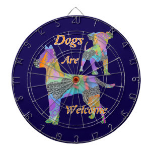 Dogs Are Welcome Dk Blue Dartboard