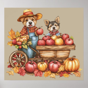 Dog's Autumn Applecart Poster
