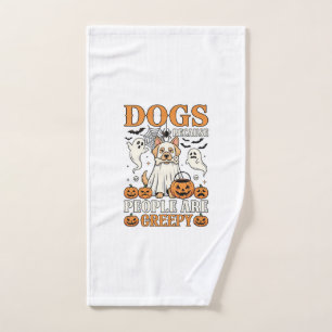 Dogs Because People Are Creepy Halloween Ghost Dog Hand Towel