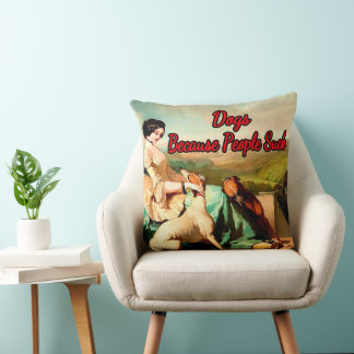 Dogs Because People Suck by Alfred De Dreux   Cushion