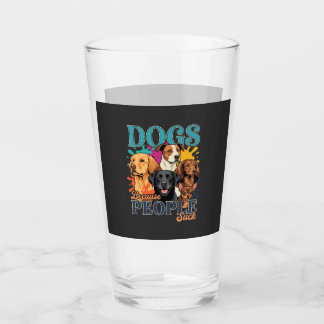 Dogs Because People Suck Retro Dog Art_1 Glass