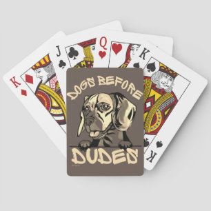 DOGS BEFORE DUDES cute funny dog beagle gift Playing Cards