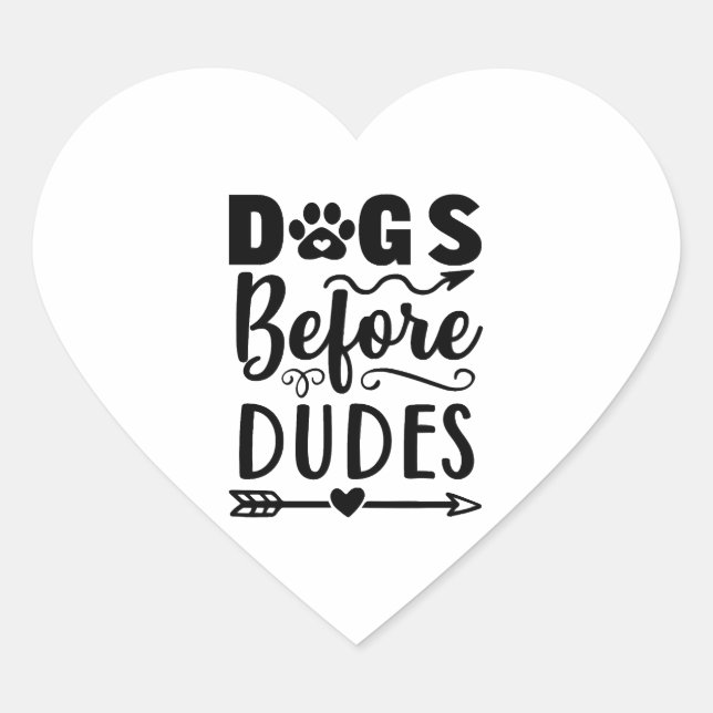 Dogs before Dudes Heart Sticker (Front)