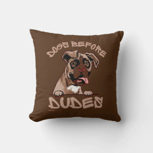 DOGS BEFORE DUDES Olde English Bulldog funny dog Cushion