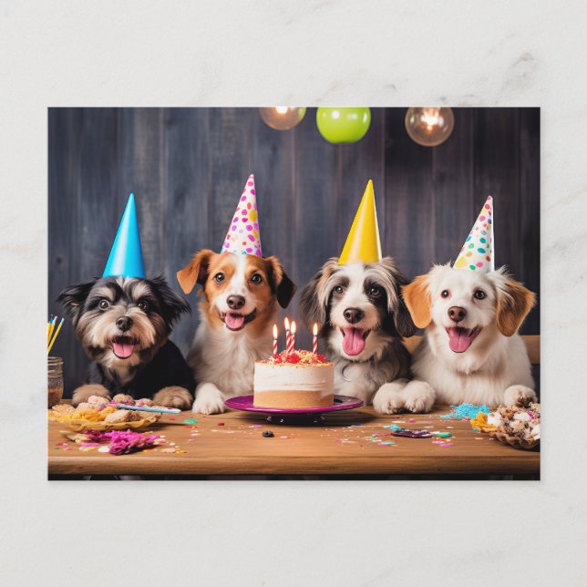 Dogs' Birthday Party Postcard (Front)