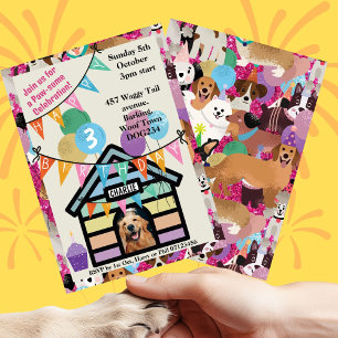 Dogs birthday party puppy celebration Invitation