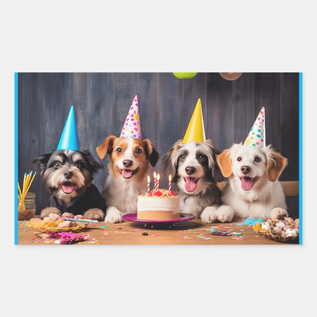 Dogs' Birthday Party Rectangular Sticker (Front)