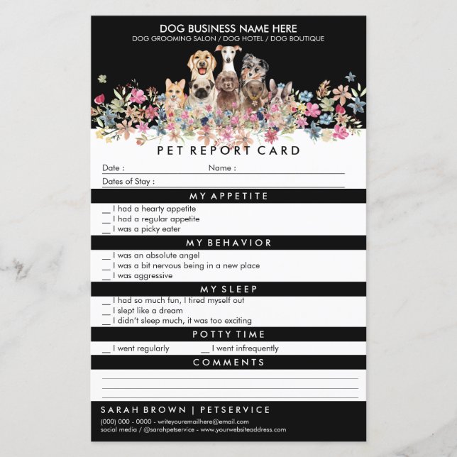 Dogs Boarding Grooming Report (Front)