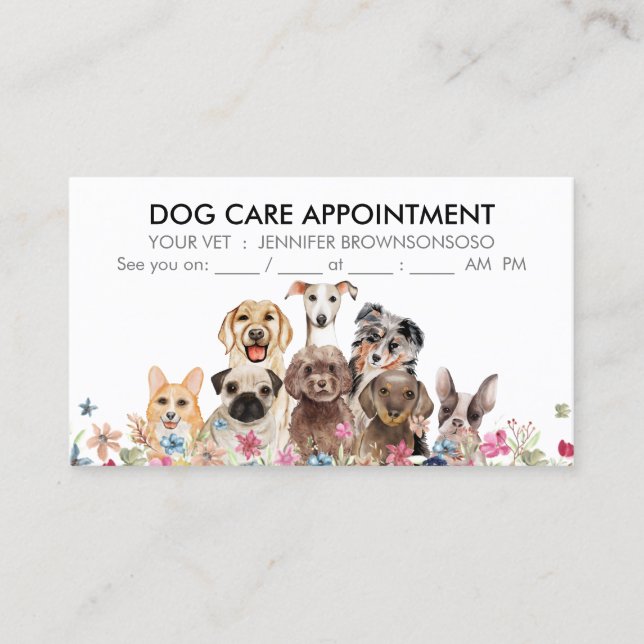 Dogs Boho Chic Appointment Business Card (Front)