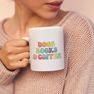 Dogs books and coffee mug
