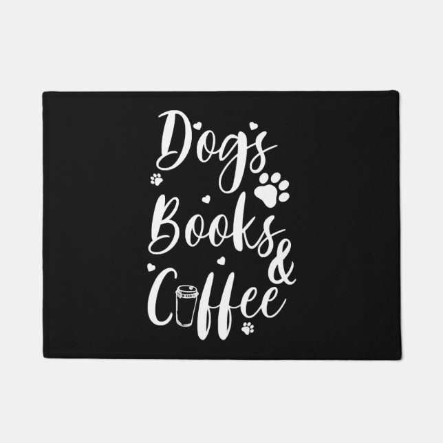 Dogs Books Coffe Dog Lover Book Worm Doormat (Front)