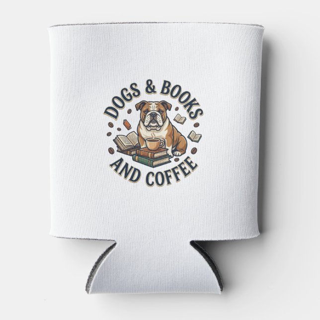 Dogs Books Coffee Bulldog Stack Cup_1 Can Cooler (Front)
