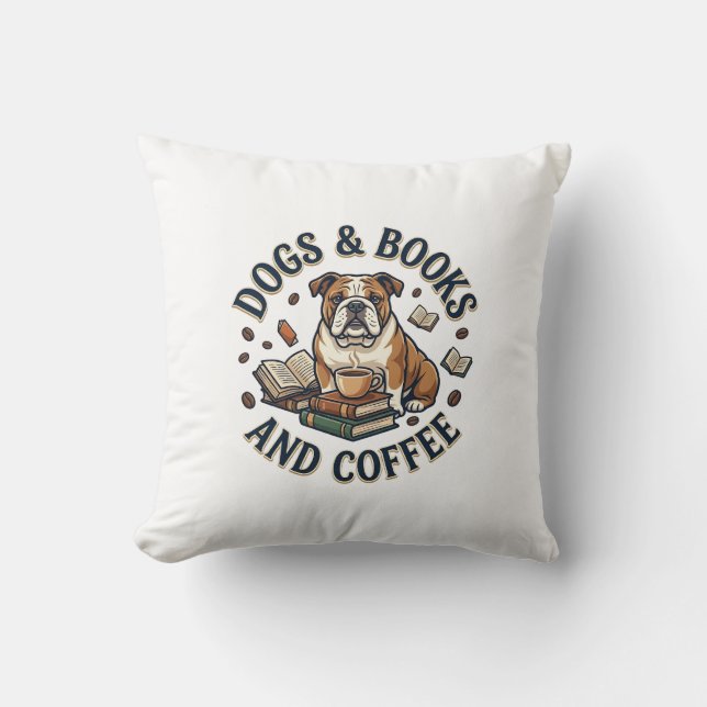 Dogs Books Coffee Bulldog Stack Cup_1 Cushion (Front)