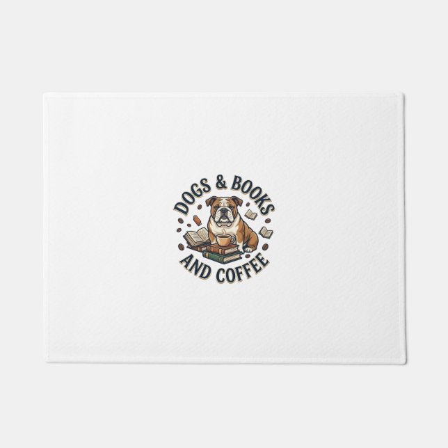 Dogs Books Coffee Bulldog Stack Cup_1 Doormat (Front)