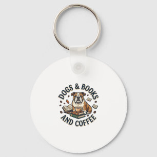 Dogs Books Coffee Bulldog Stack Cup_1 Key Ring