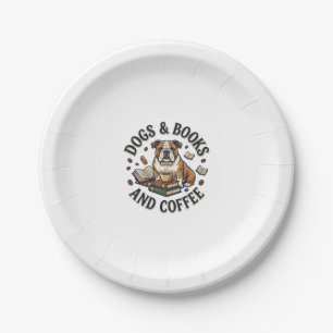 Dogs Books Coffee Bulldog Stack Cup_1 Paper Plate