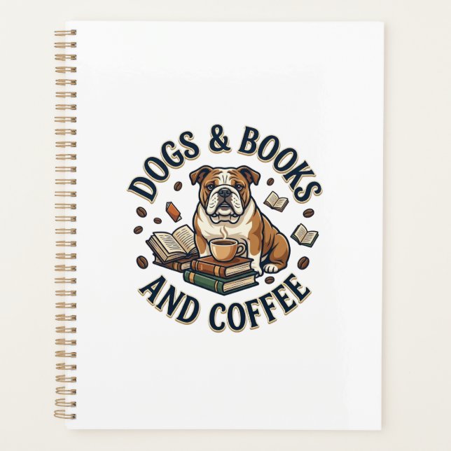 Dogs Books Coffee Bulldog Stack Cup_1 Planner (Front)
