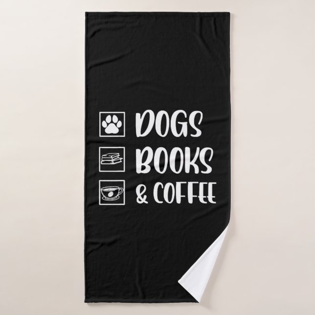 Dogs Books Coffee Funny Dog Bath Towel (Bath Towel)