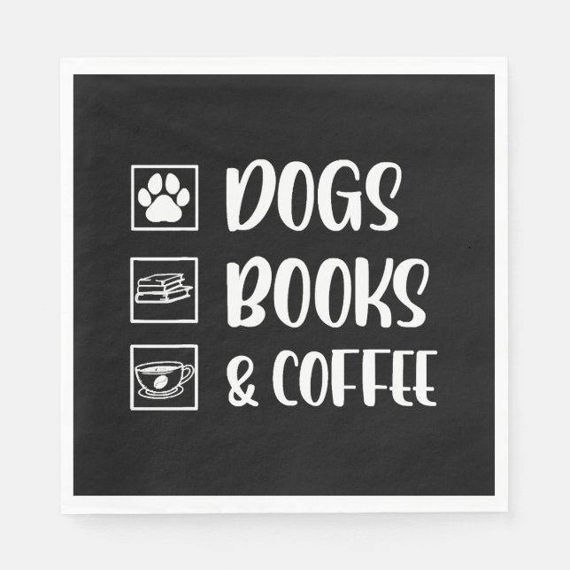 Dogs Books Coffee Funny Dog Napkin (Front)
