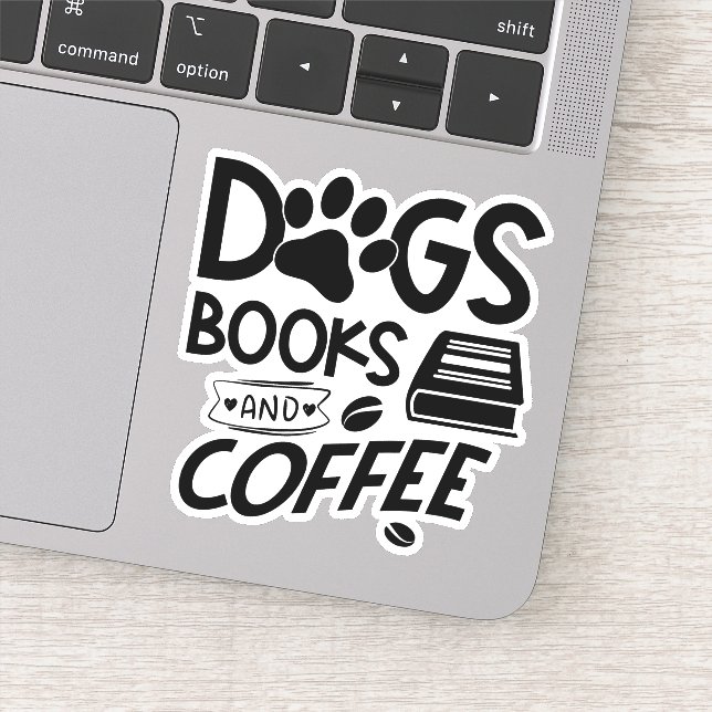 Dogs Books Coffee Typography Bookworm Quote (Detail)