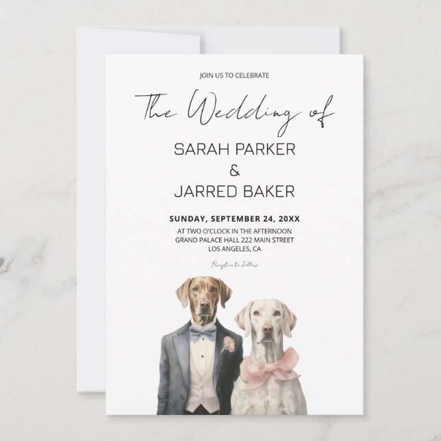 Dogs Bride & Groom Wedding Invitation (Front)