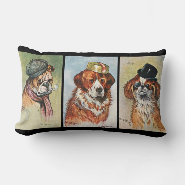 Dogs, cartoon triptych lumbar cushion (Front)