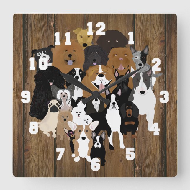 Dogs, Cat, Chicken Wall Clock (Front)