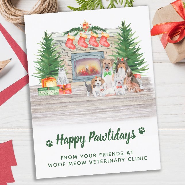 Dogs Cats Puppies Kittens Pet Business Christmas Holiday Postcard (Creator Uploaded)