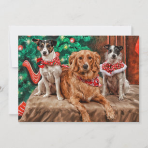 Dogs celebrating Christmas Holiday Card
