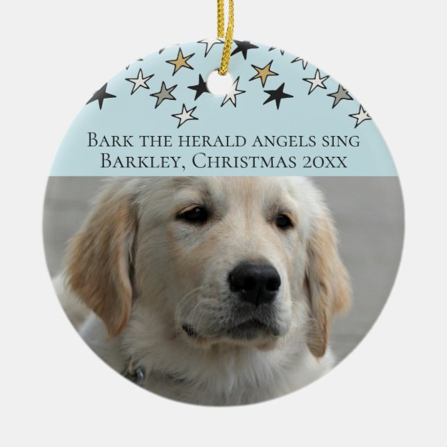 Dogs Christmas Personalised Photo Template Ceramic Tree Decoration (Front)