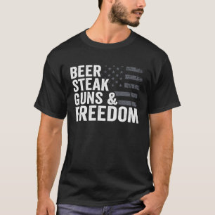 Dogs Coffee Guns & Freedom Pro Guns USA Flag Gun T-Shirt