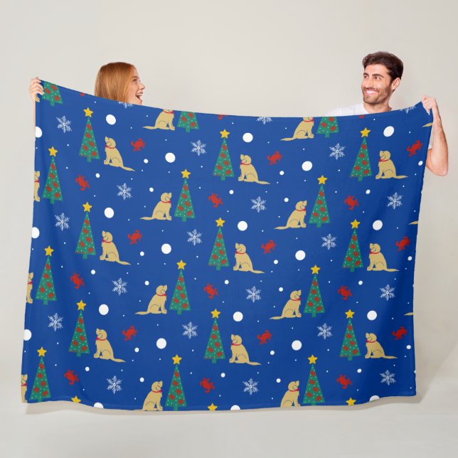 Dogs Crabs Christmas Tree Fleece Blanket (In Situ)