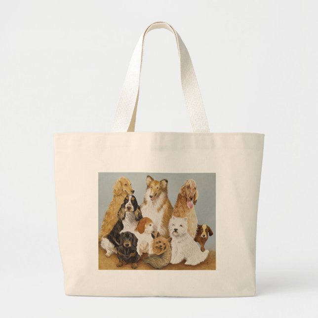 Dogs' Dinner Large Tote Bag (Front)